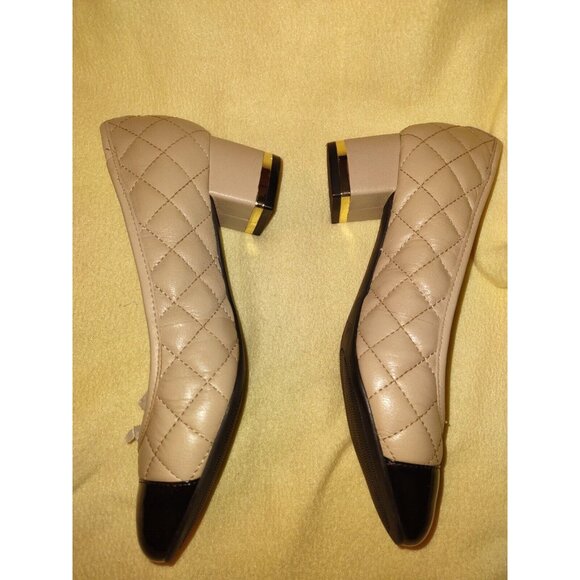 Isaac Mizrahi Live Wedge Heel Womens 7.5M Brown Leather Black Gold Trim - Picture 11 of 16